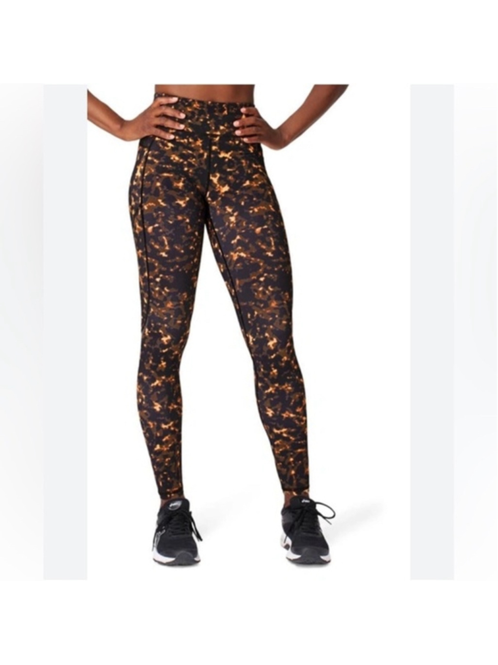 Women's Sweaty Betty Zero Gravity 7/8 Leggings XS Black/Gold Print